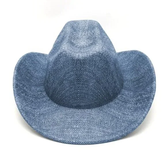 Denim Cowboy Hat Y2K Western Wide-Brim Adjustable Foldable Brim Denim Cowboy Hat Y2K Western Wide-Brim Adjustable Foldable Brim main image 2